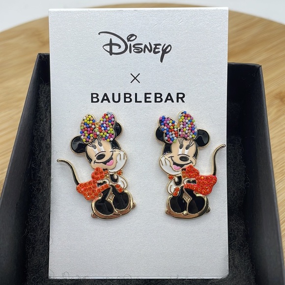 BaubleBar Jewelry - Disney and BAUBLEBAR | Minnie Mouse in Red Dress and Colorful Bow Earrings